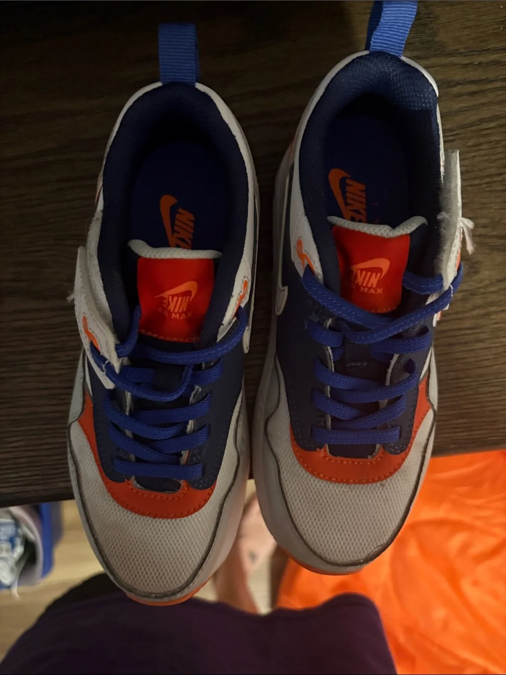 Nike Kids Blue, Orange & White Athletic Sneakers